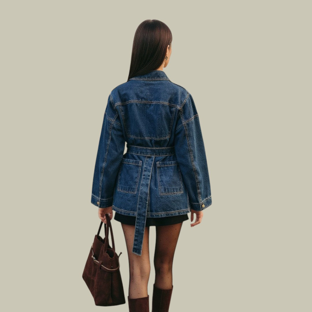 Womens  Denim Dress Jacket Long Sleeve