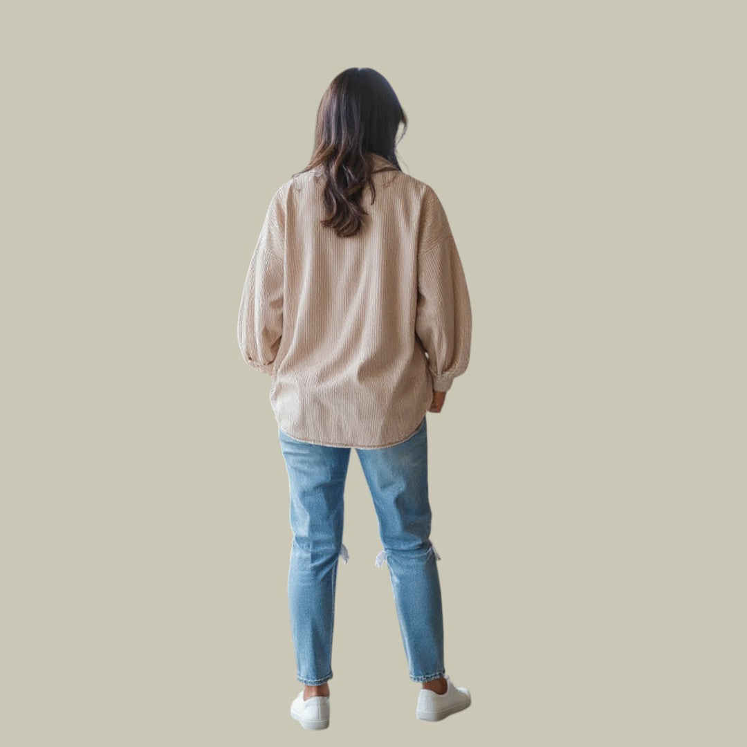 Womens Oversized Blouse Ribbed
