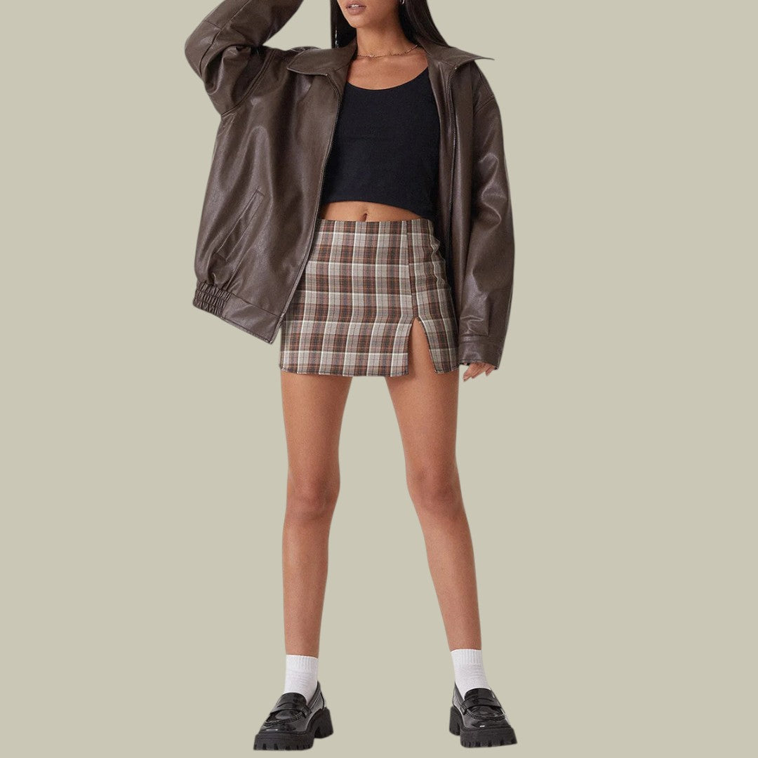 Womens Oversized Leather Bomber Jacket