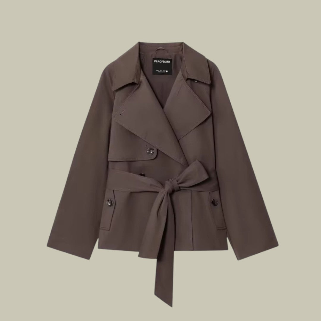 Womens Trench Coat Double Breasted Brown