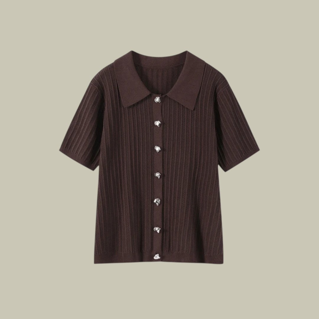 Womens Ribbed Two-Piece Set Brown
