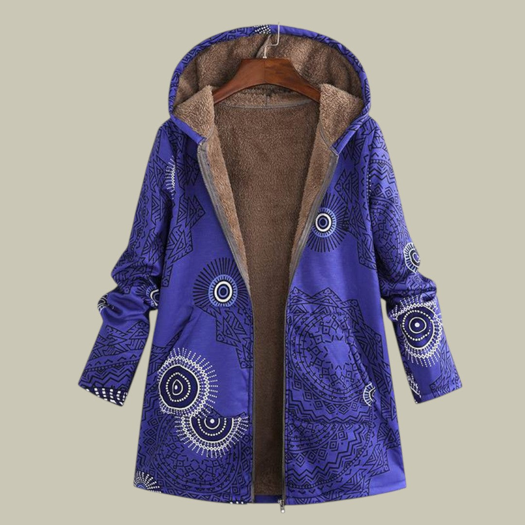 Womens Jacket Printed Long Warm