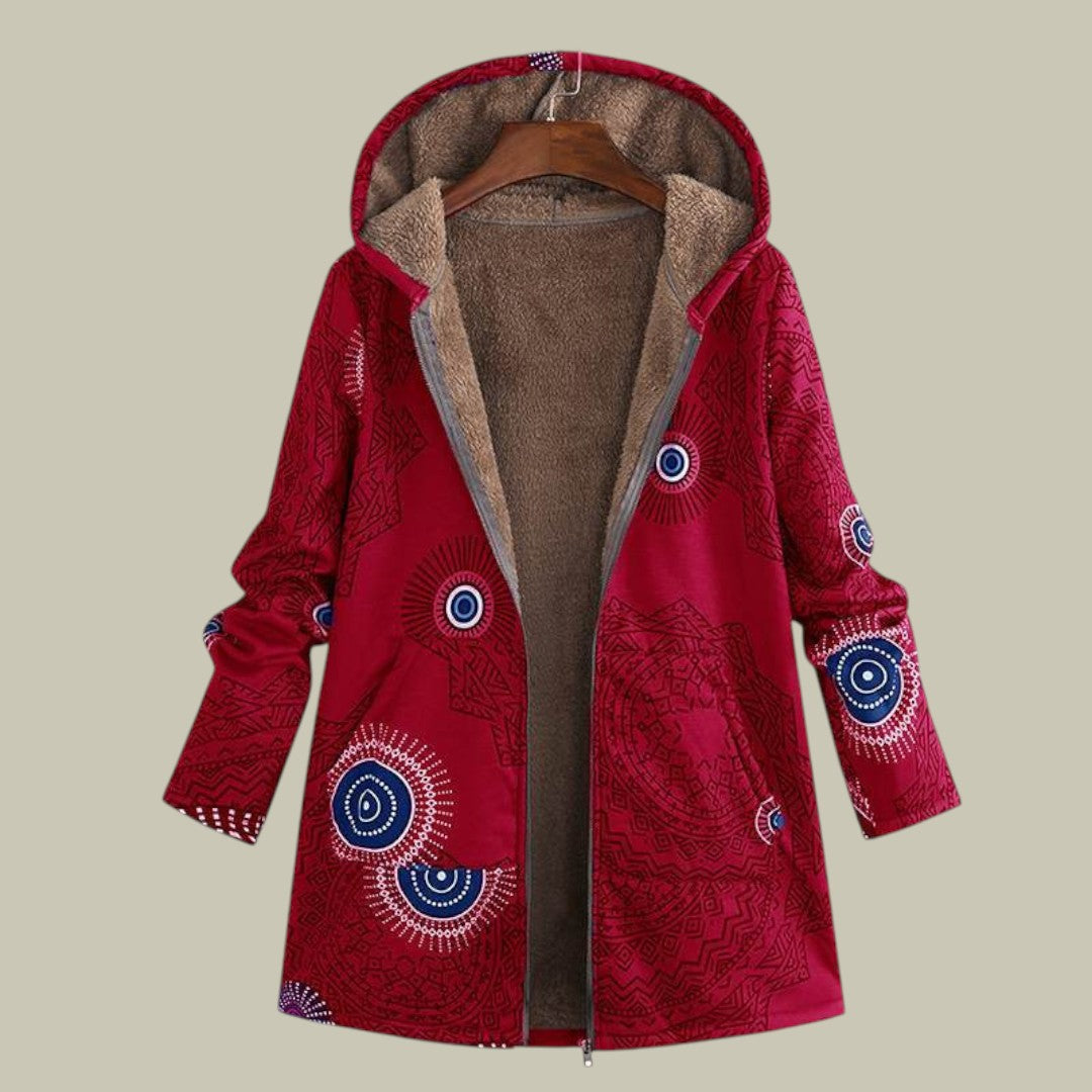 Womens Jacket Printed Long Warm