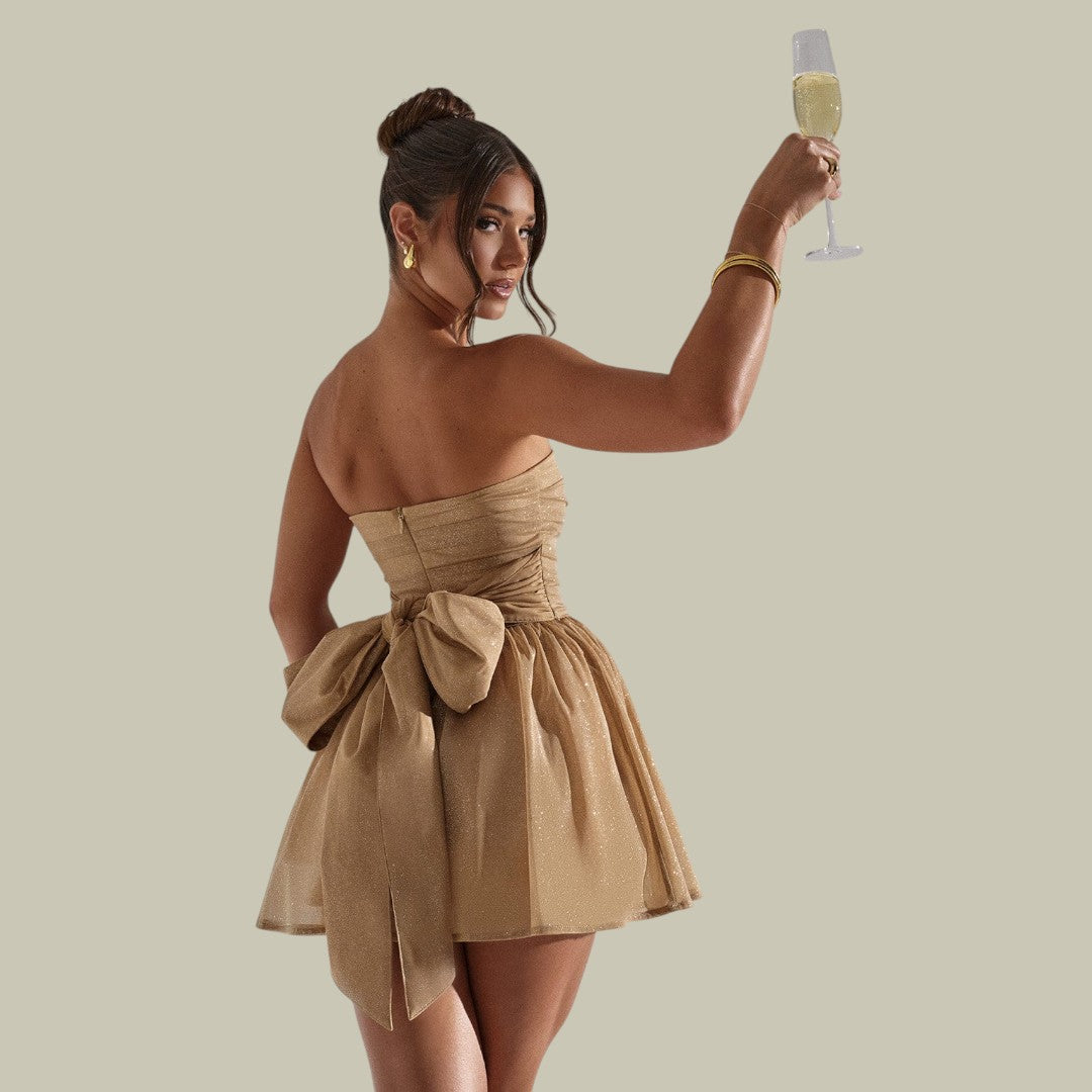 Womens Glitter Dress Strapless NYE/Christmas