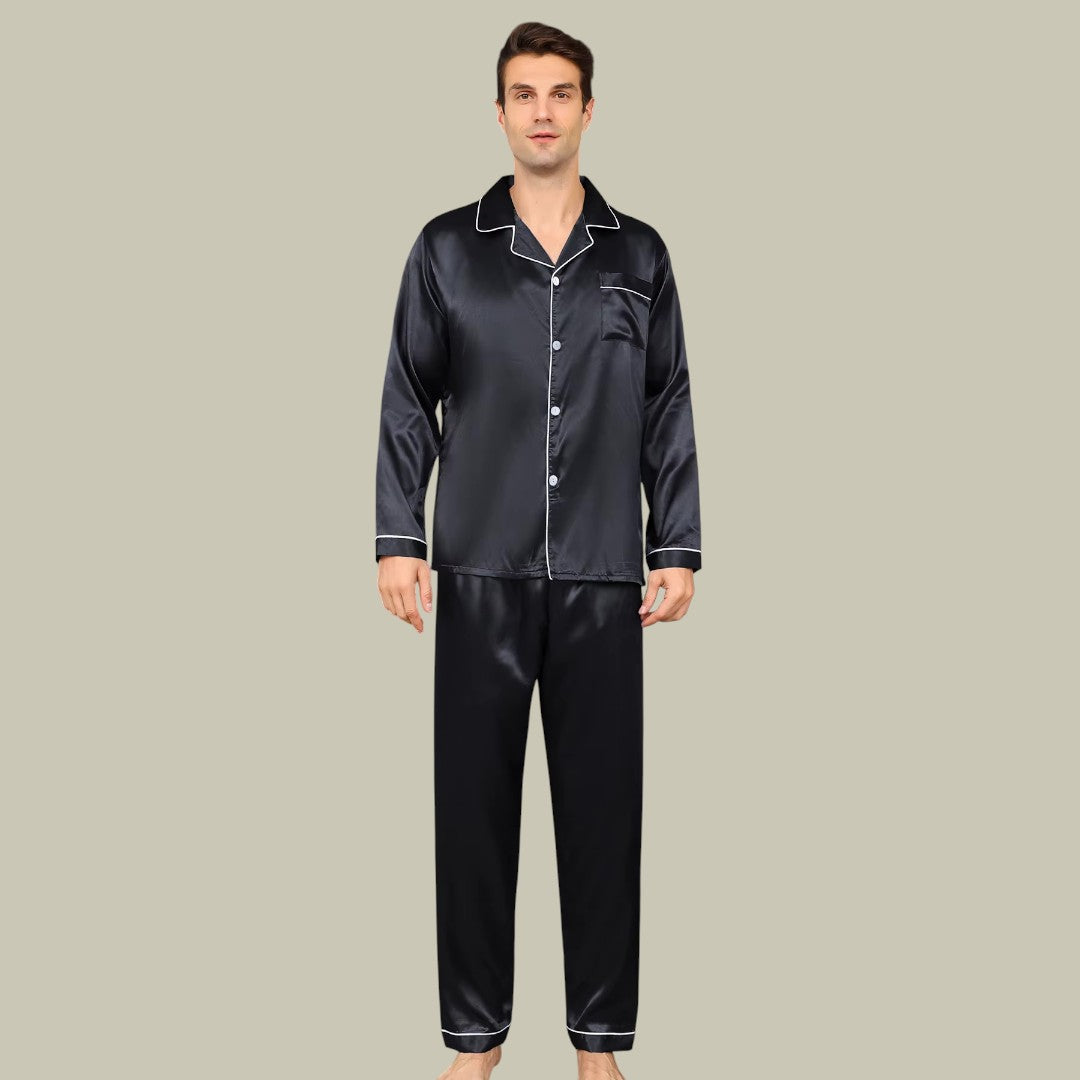 Mens Silk Satin Pajamas Set