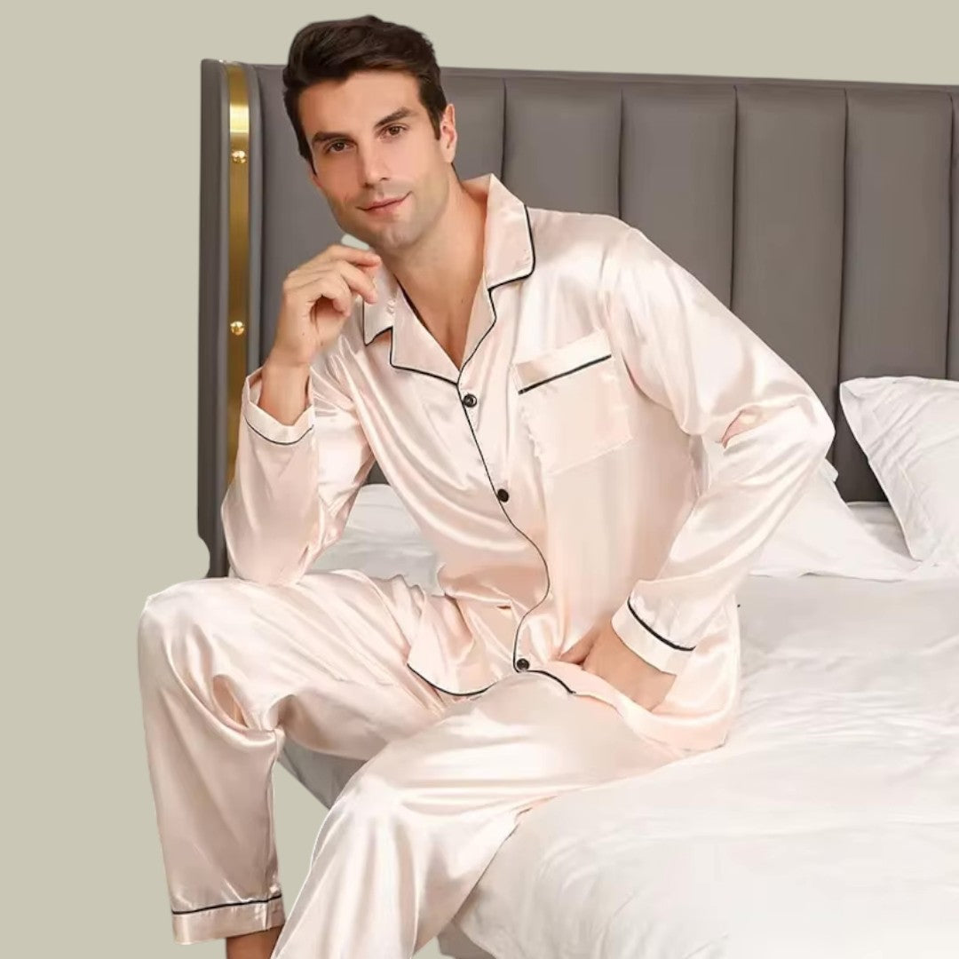 Mens Silk Satin Pajamas Set