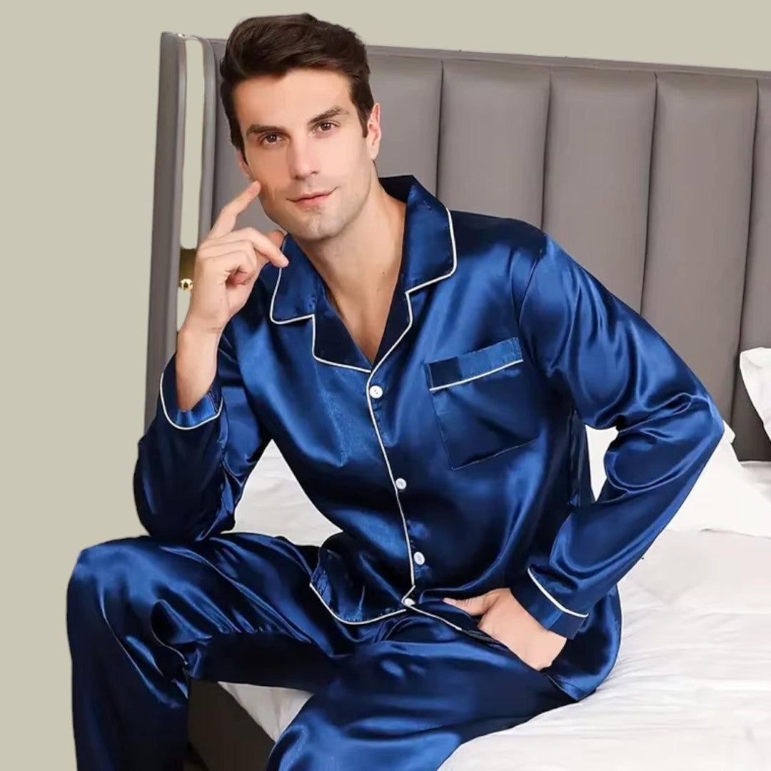 Mens Silk Satin Pajamas Set