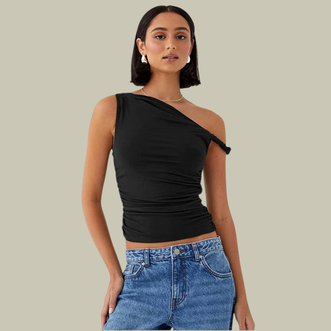 Lux & Classy  • Women's Casual One Shoulder Crop Top