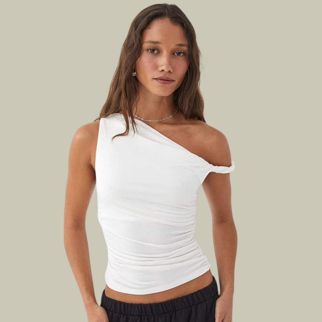 Lux & Classy  • Women's Casual One Shoulder Crop Top