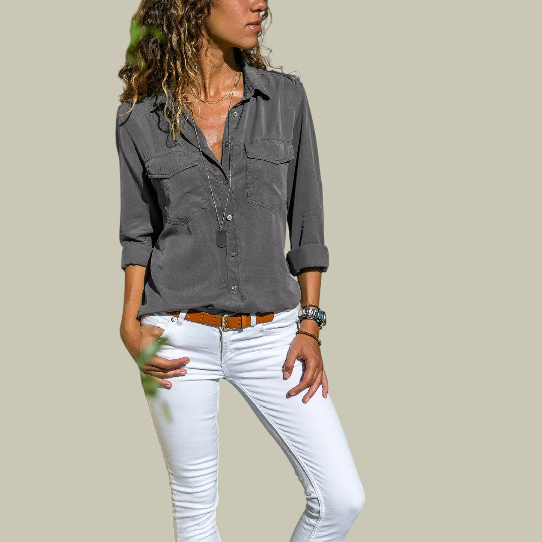 Lux & Classy  • Women's Casual Plain Longsleeve Shirt