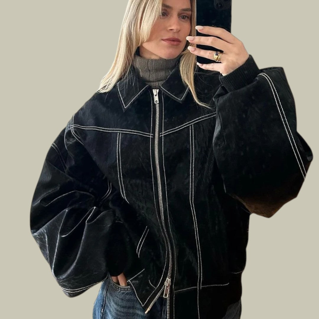 Womens Leather Jacket Oversized