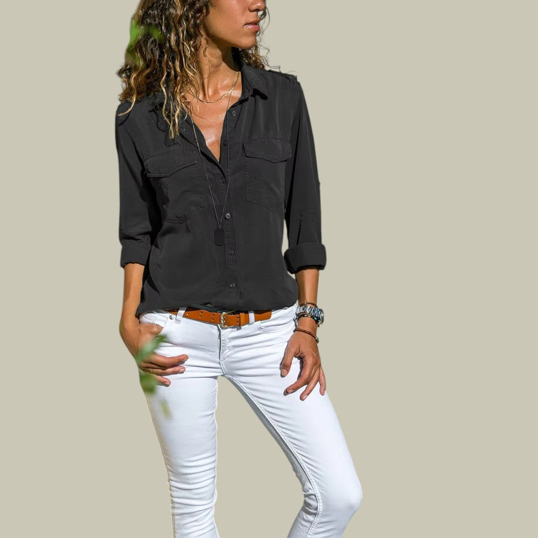 Lux & Classy  • Women's Casual Plain Longsleeve Shirt