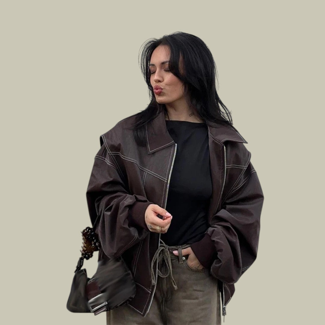 Womens Leather Jacket Oversized