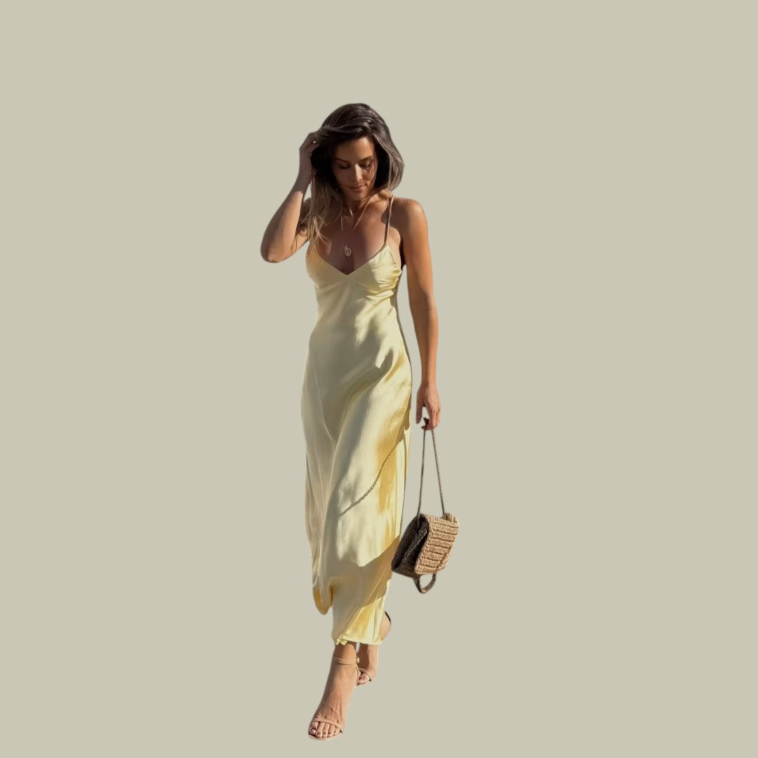 Womens Elegant Satin Maxi Dress
