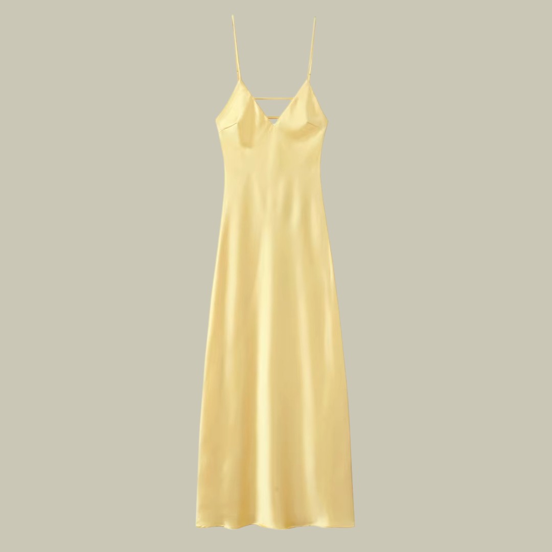 Womens Elegant Satin Maxi Dress