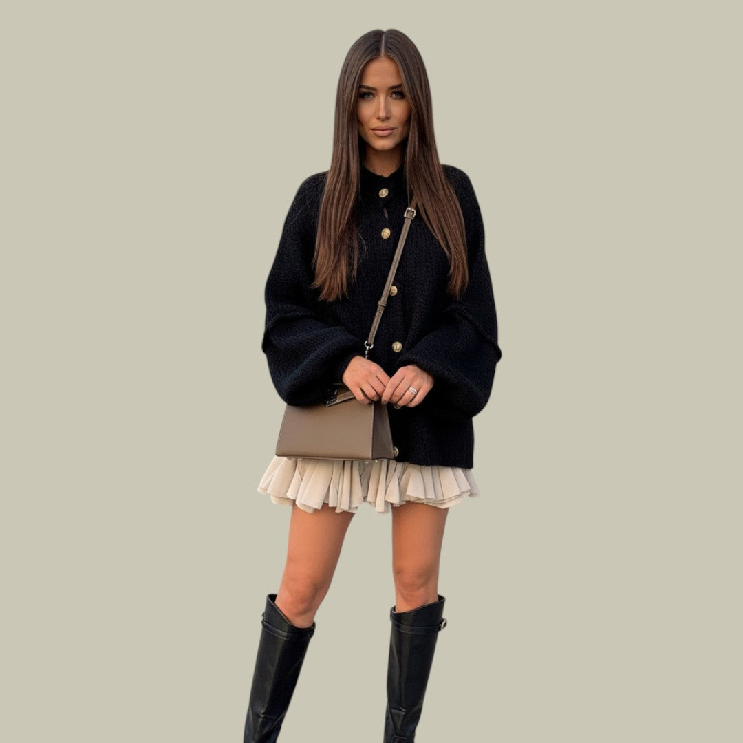 Womens Oversized Black Knit Cardigan