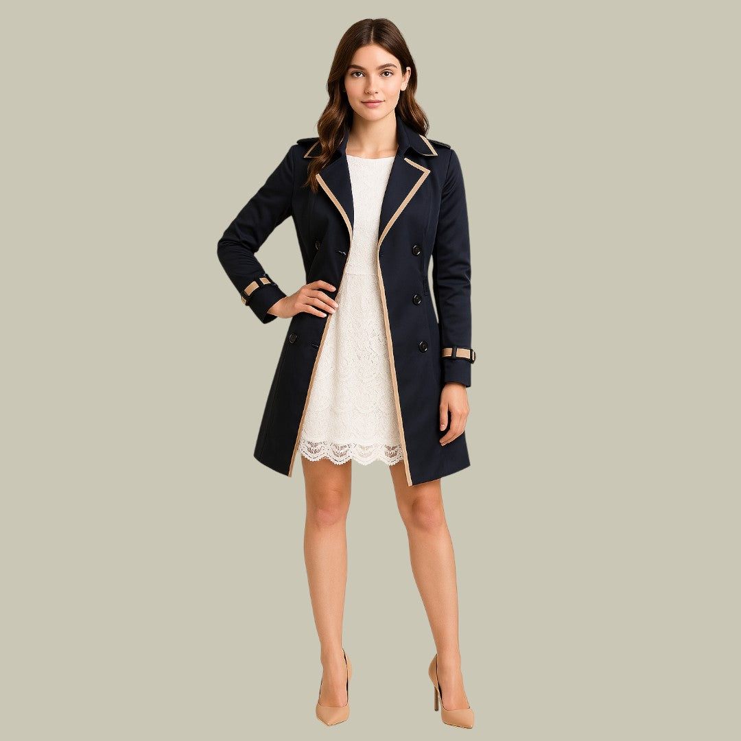 Womens Double-Breasted Trench Coat