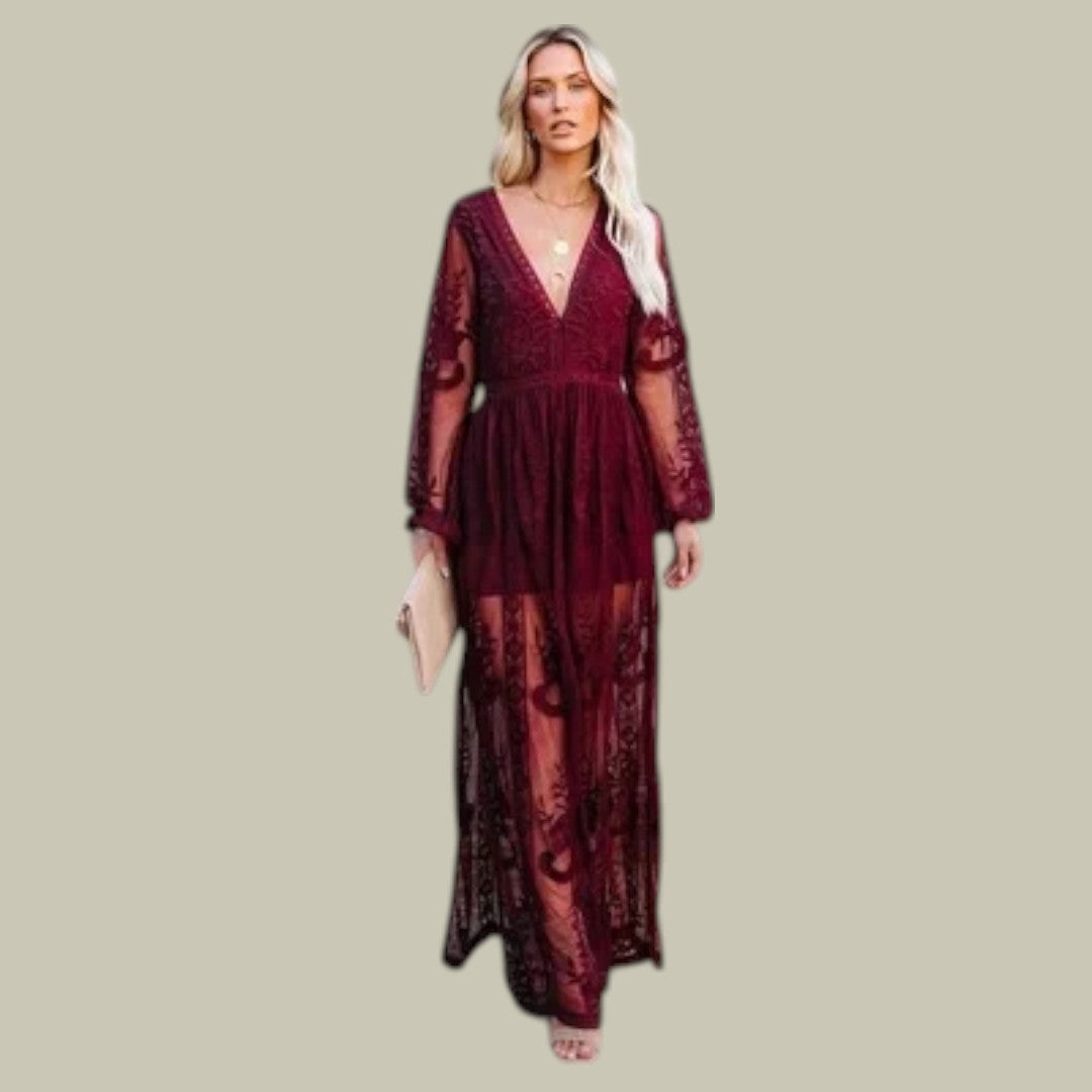 Lux & Classy  • Women's Stylish Embroidered Maxi Dress