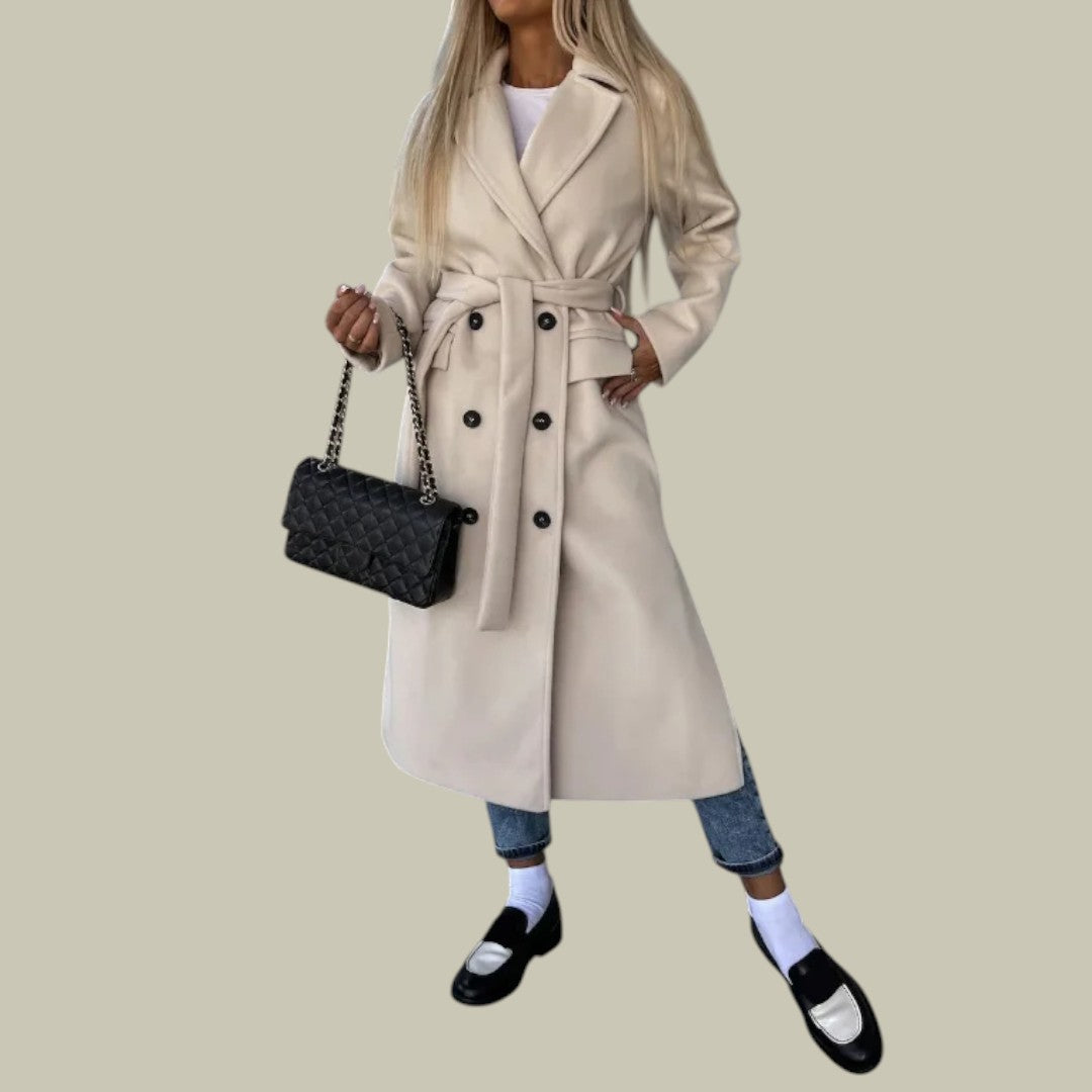 Womens Coat Double Breasted Belted