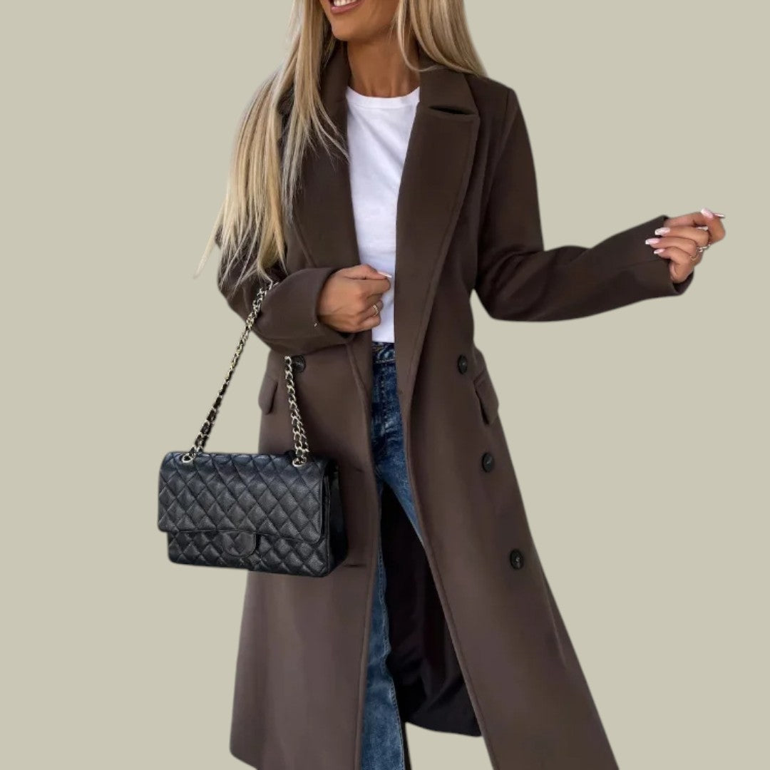 Womens Coat Double Breasted Belted