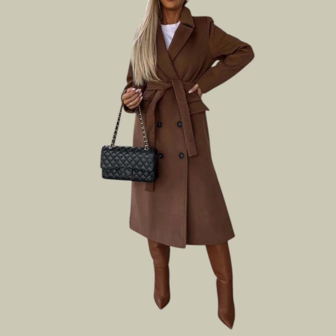 Womens Coat Double Breasted Belted