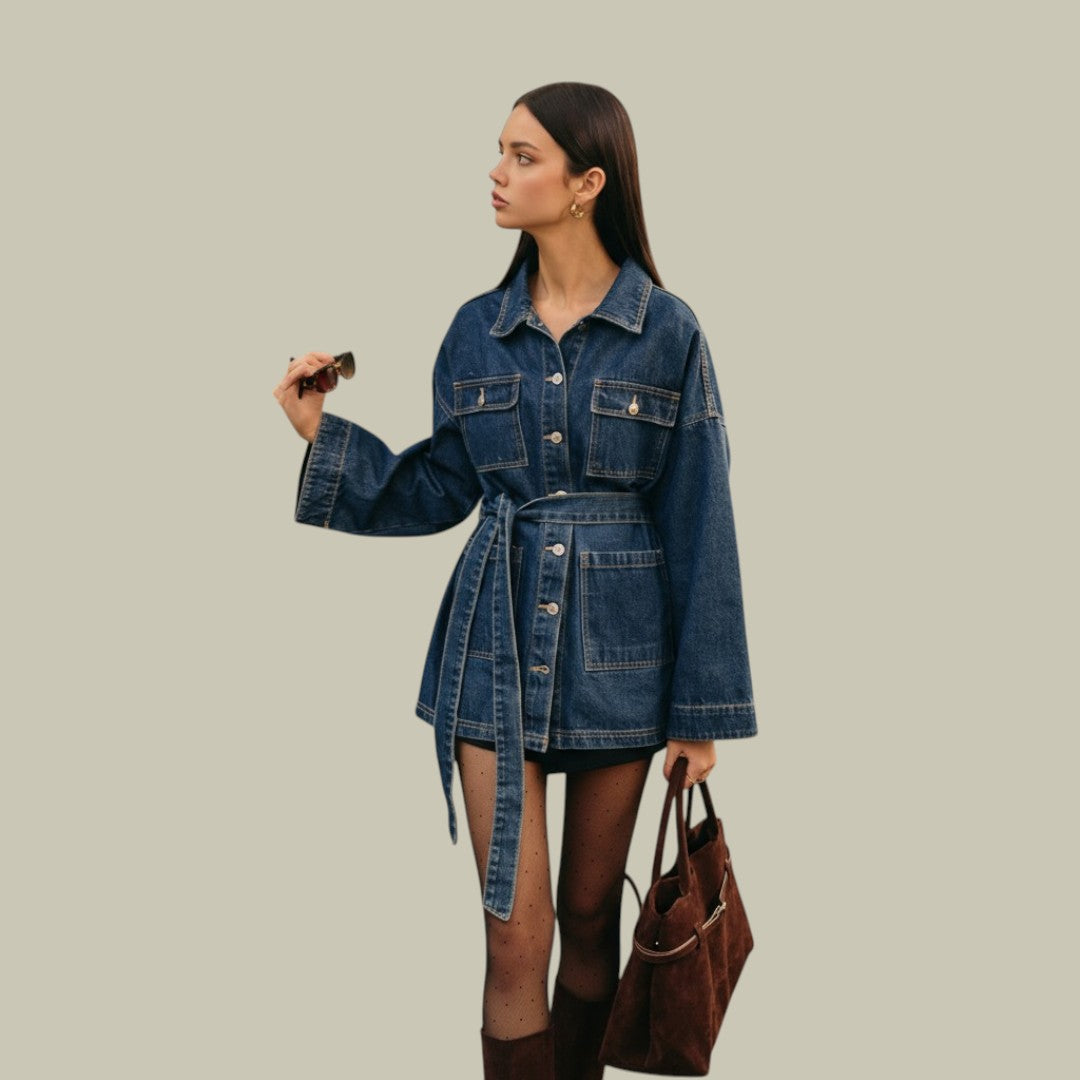 Womens  Denim Dress Jacket Long Sleeve