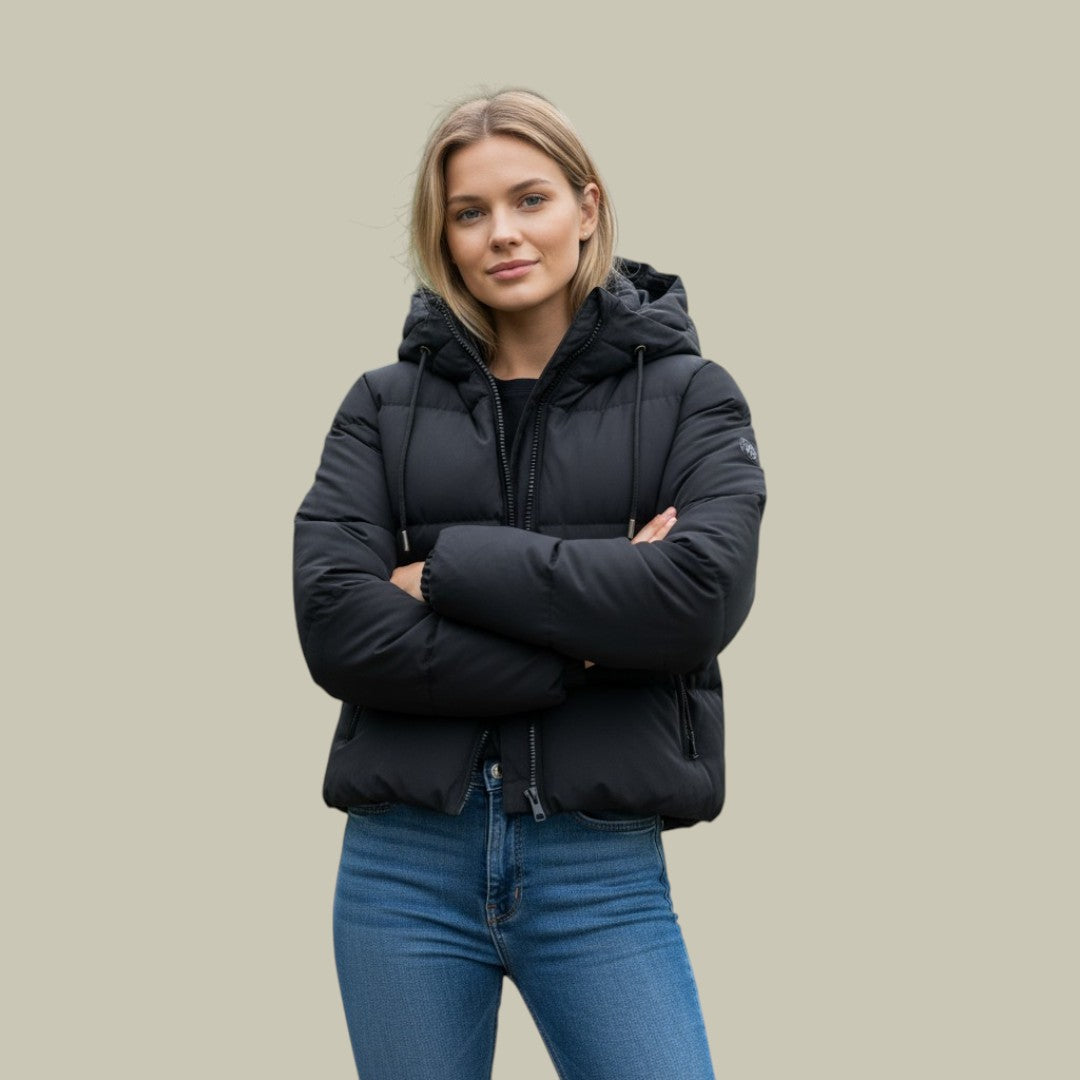 Womens Puffer Jacket Hooded Black