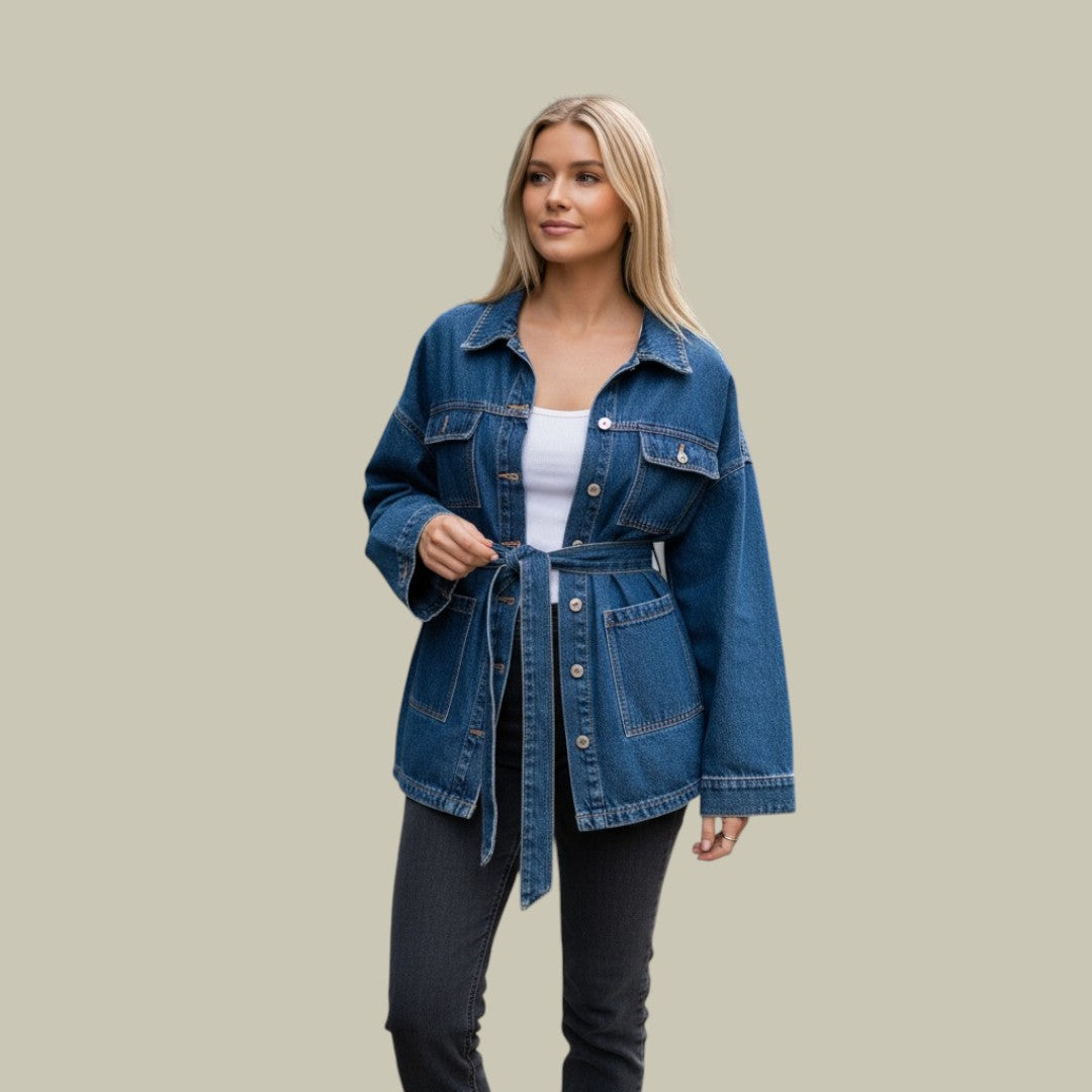 Womens  Denim Dress Jacket Long Sleeve