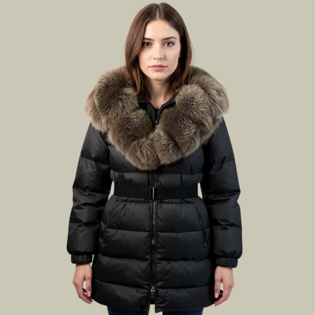 Womens Luxurious Winter Parka with Belt