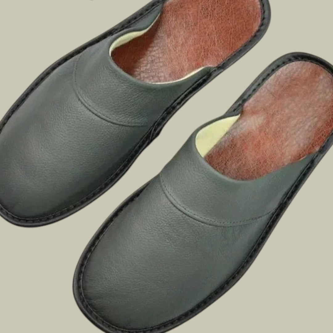 Mens Leather Slippers Home